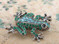 Czech Emerald Frog Jewelry Pin Brooch