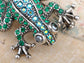 Czech Emerald Frog Jewelry Pin Brooch