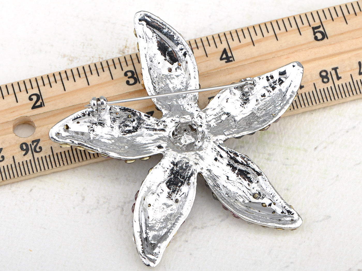 Ombre Purple Floral Starfish Flower Brooch Pin