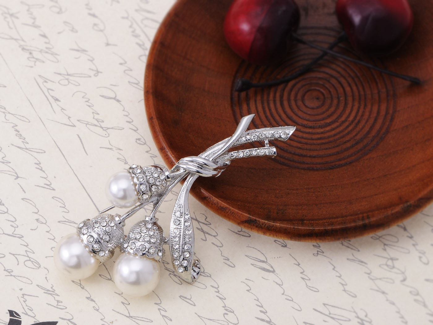 Pearl Bead Flower Bud Bouquet Bridal Pin Brooch