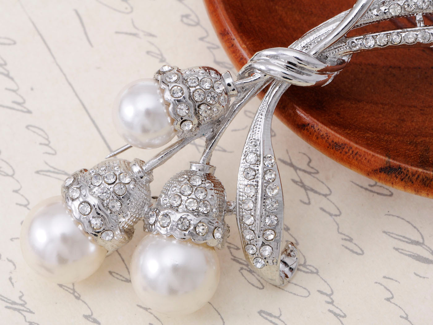 Pearl Bead Flower Bud Bouquet Bridal Pin Brooch