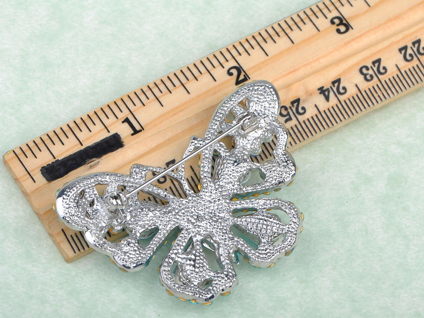 Deep Aqua Blue Sapphire Fairytale Butterfly Insect Brooch Pin