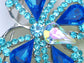 Deep Aqua Blue Sapphire Fairytale Butterfly Insect Brooch Pin