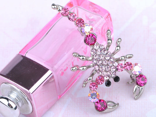 Hot Fuchsia Rose Pink Claw Scorpio Scorpion Pin Brooch