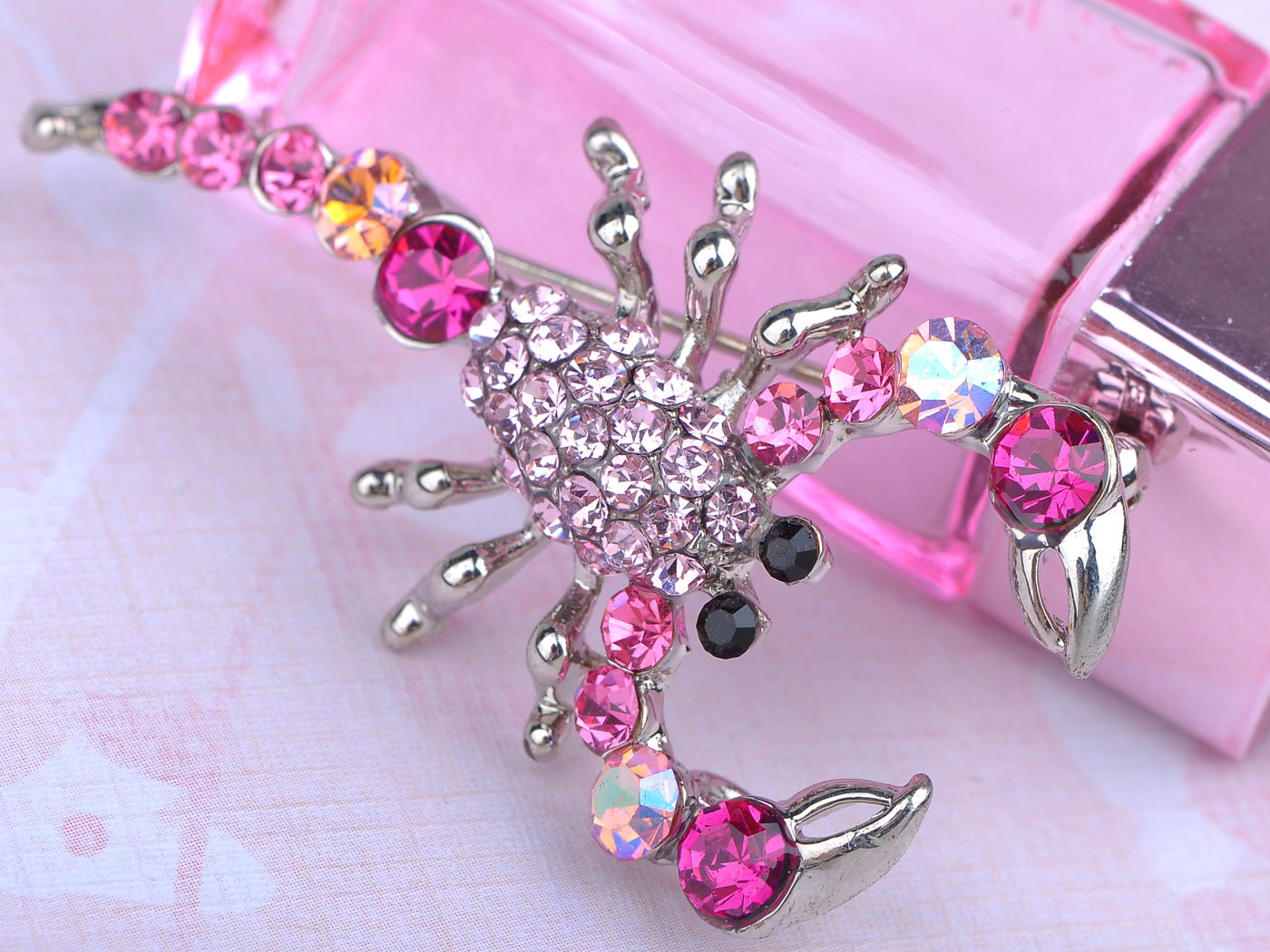 Hot Fuchsia Rose Pink Claw Scorpio Scorpion Pin Brooch