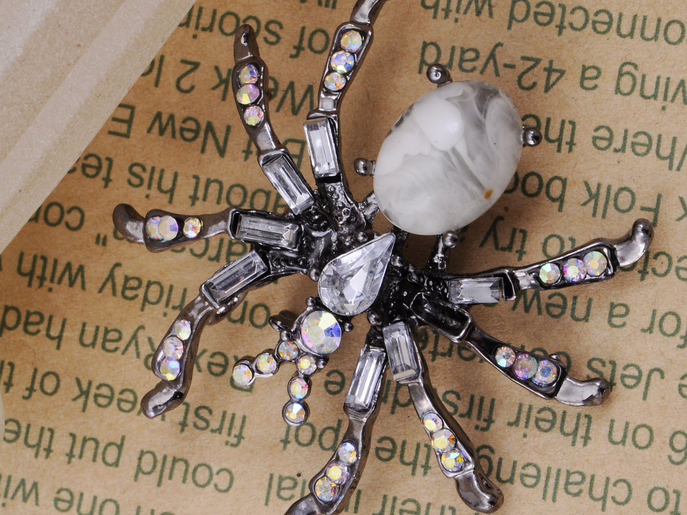 Pirate Gun Black Jeweled Spider Insect Pin Brooch