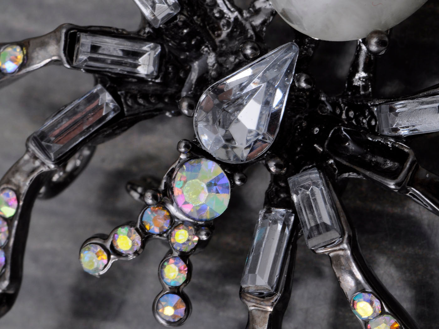 Pirate Gun Black Jeweled Spider Insect Pin Brooch