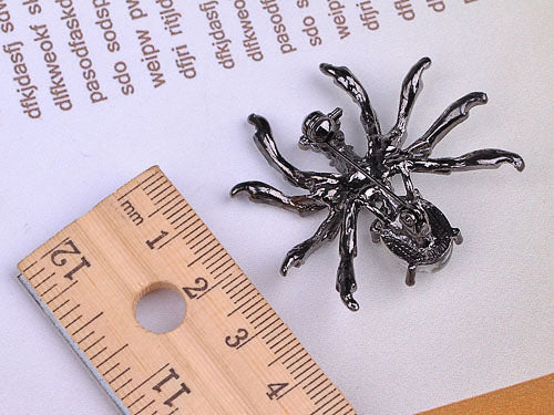 Pirate Gun Black Jeweled Spider Insect Pin Brooch