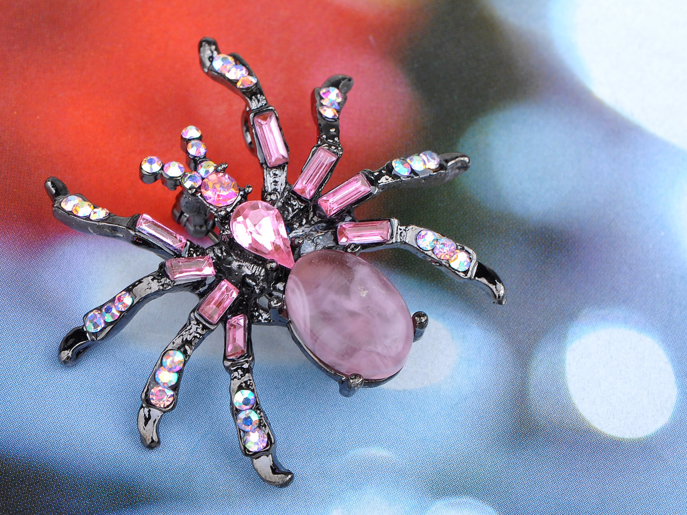 Pirate Gun Black Jeweled Spider Insect Pin Brooch