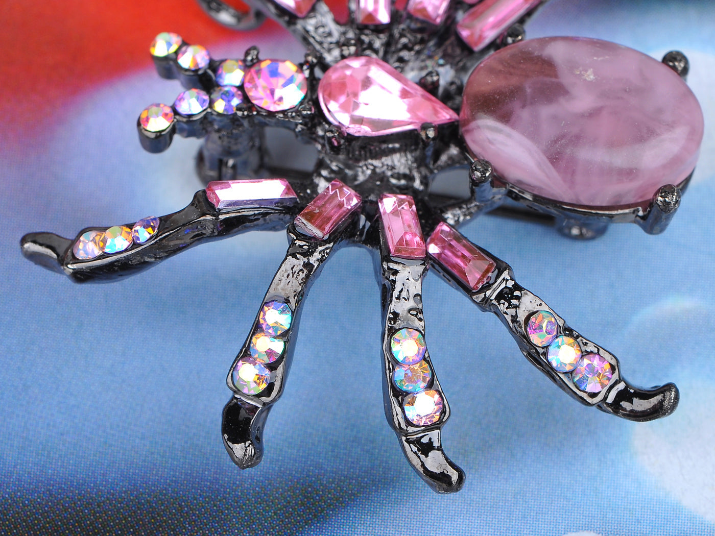 Pirate Gun Black Jeweled Spider Insect Pin Brooch