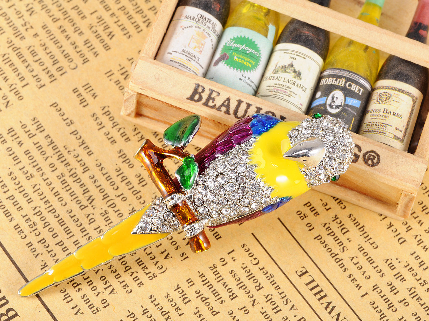 Tropical Rainbow Colorful Parrot Bird Brooch Pin