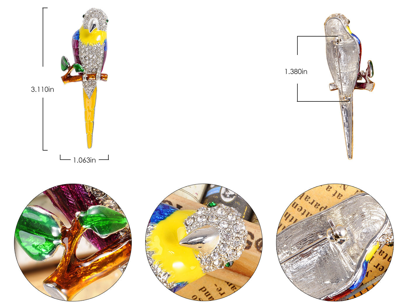 Tropical Rainbow Colorful Parrot Bird Brooch Pin