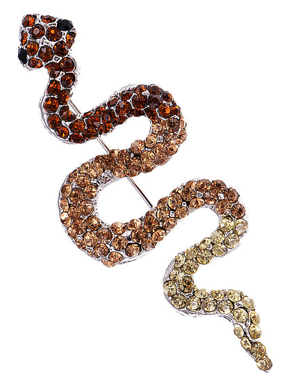 Silver Ombre Topaz Colored Slithering Jungle Snake Animal Brooch Pin