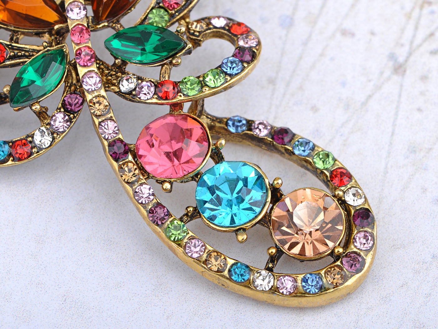 Multicolored Rainbow Butterfly Loop Brooch Pin