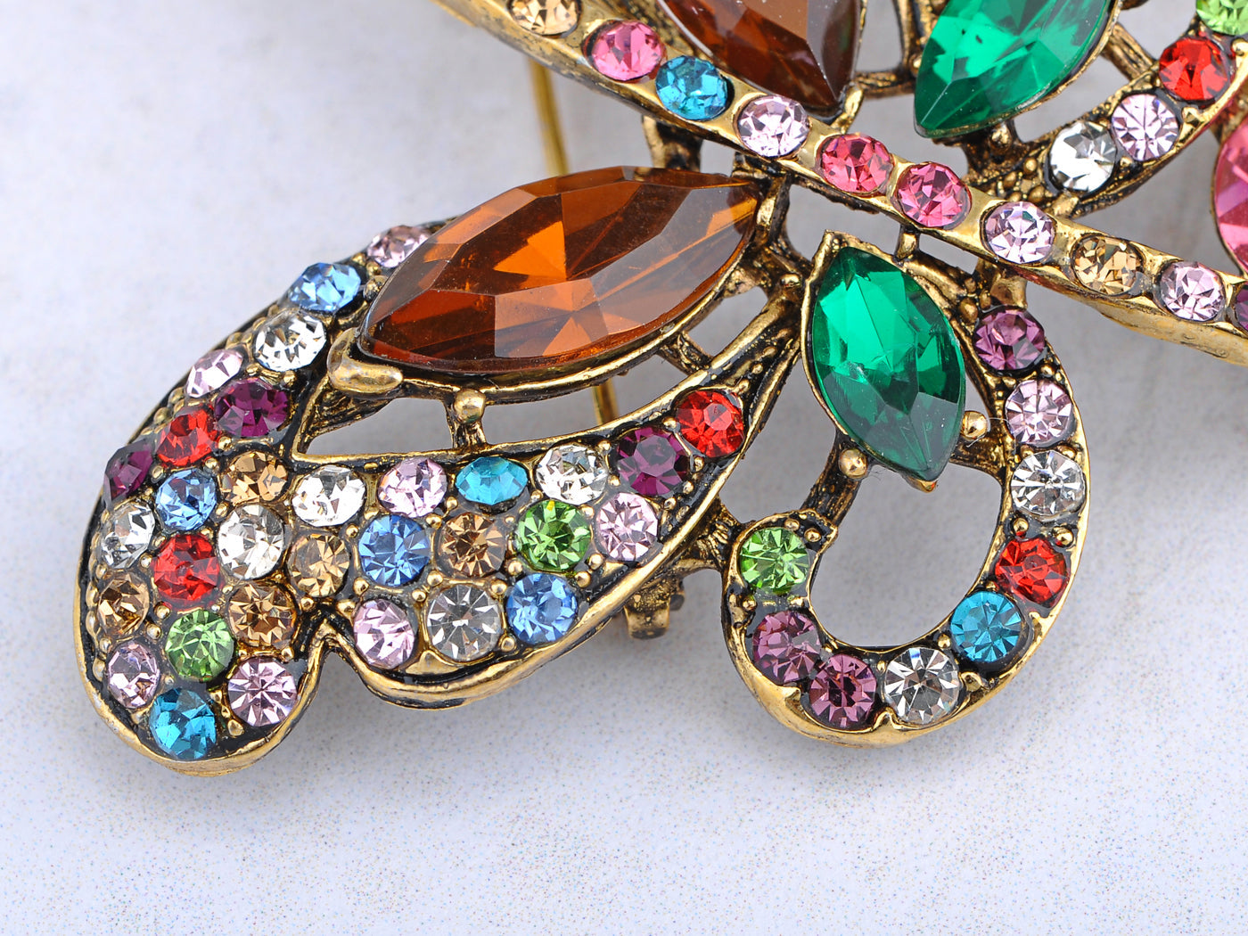 Multicolored Rainbow Butterfly Loop Brooch Pin