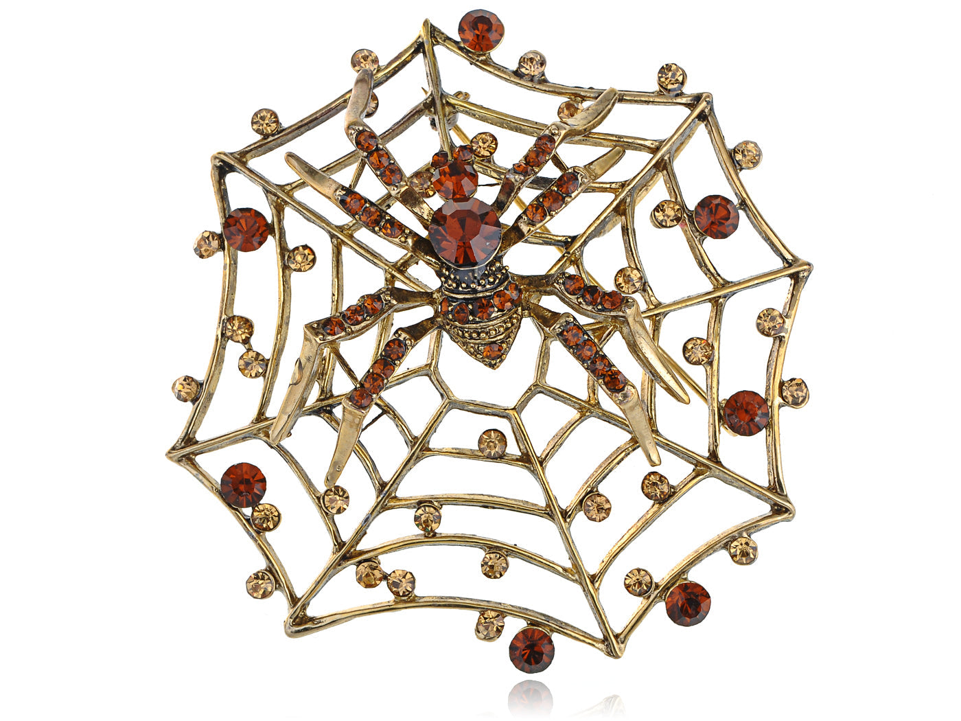 Topaz Charlotte's Spinning Spider Web Pin Brooch