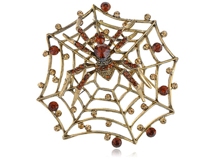 Topaz Charlotte's Spinning Spider Web Pin Brooch