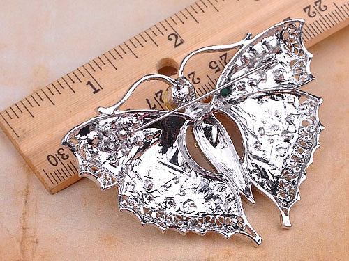 Vintage Silver D Butterfly Moth Insect Convertible To Pendant Brooch Pin