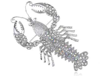 Nautical Ocean Animal Lobster Crawfish With Movable Tail Novelty Sea Fish Novelty Brooch Pin