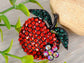 Black Red Green Apple Leaf Floral Brooch Pin