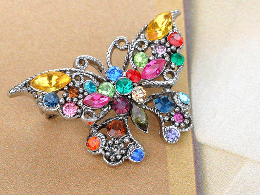 Rainbow Multi Colored Butterfly Insect Bug Wings Brooch Pin