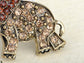 Antique Bronze Brass Topaz Elephant Pin Brooch