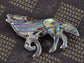 Silver Abalone Multi Colored Iridescent Wolf Coyote Brooch Pin