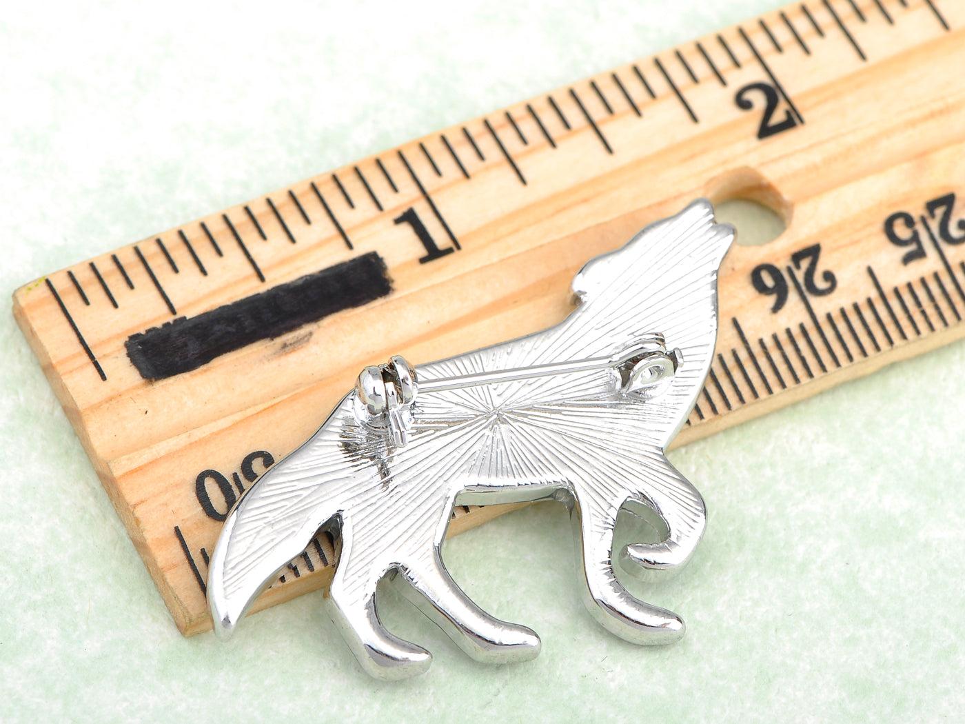 Silver Abalone Multi Colored Iridescent Wolf Coyote Brooch Pin