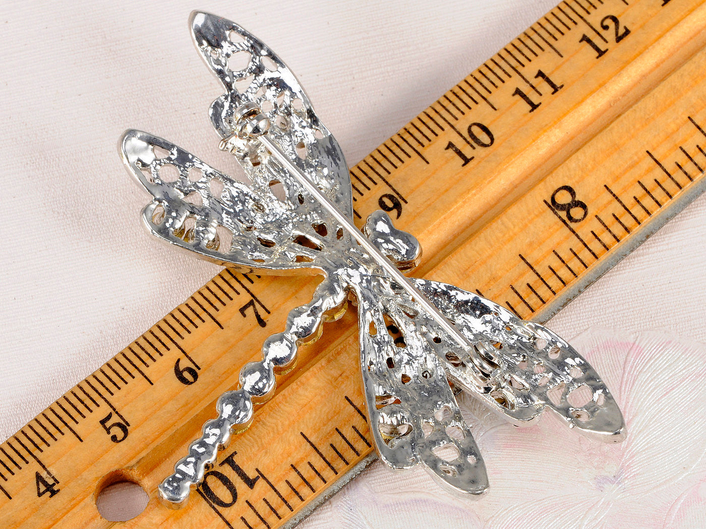 Jet Black Dragonfly Insect Wings Brooch Pin