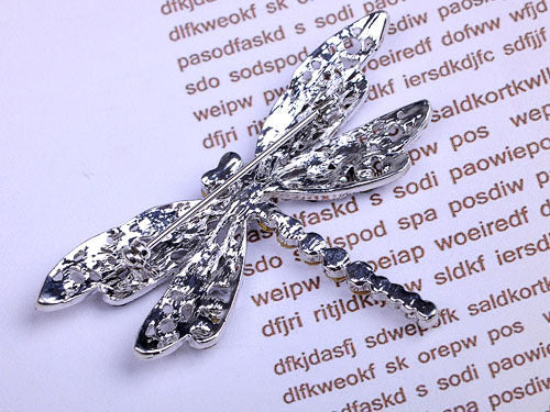 Jet Black Dragonfly Insect Wings Brooch Pin