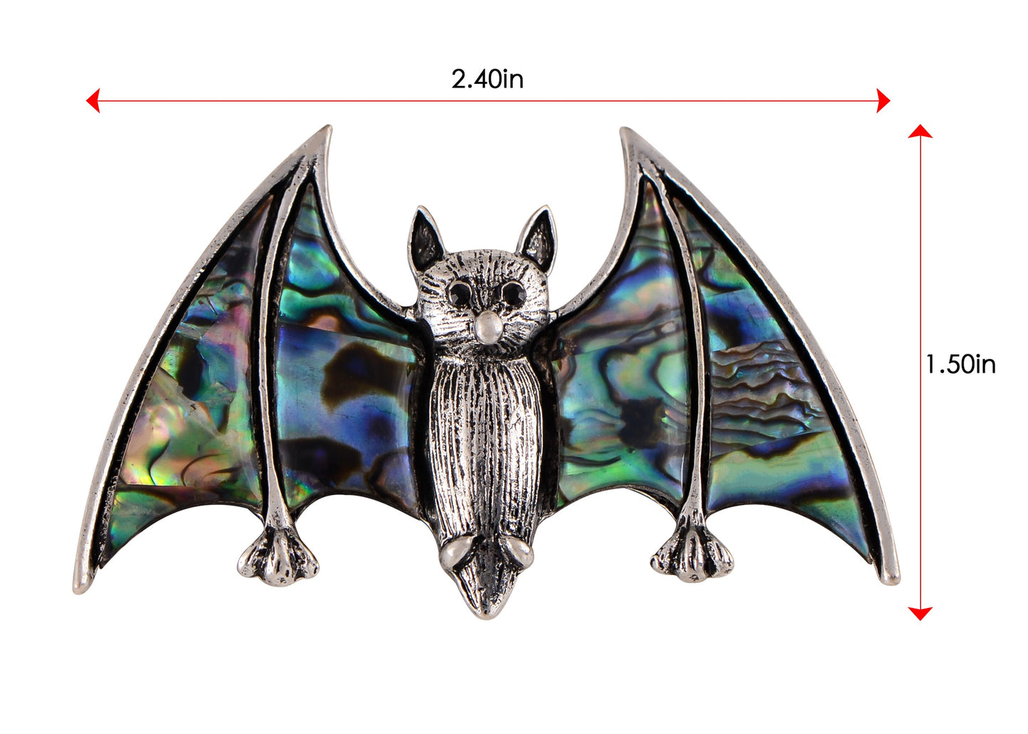 Silver Halloween Ombre Pink Vampire Bat Wing Animal Brooch Pin