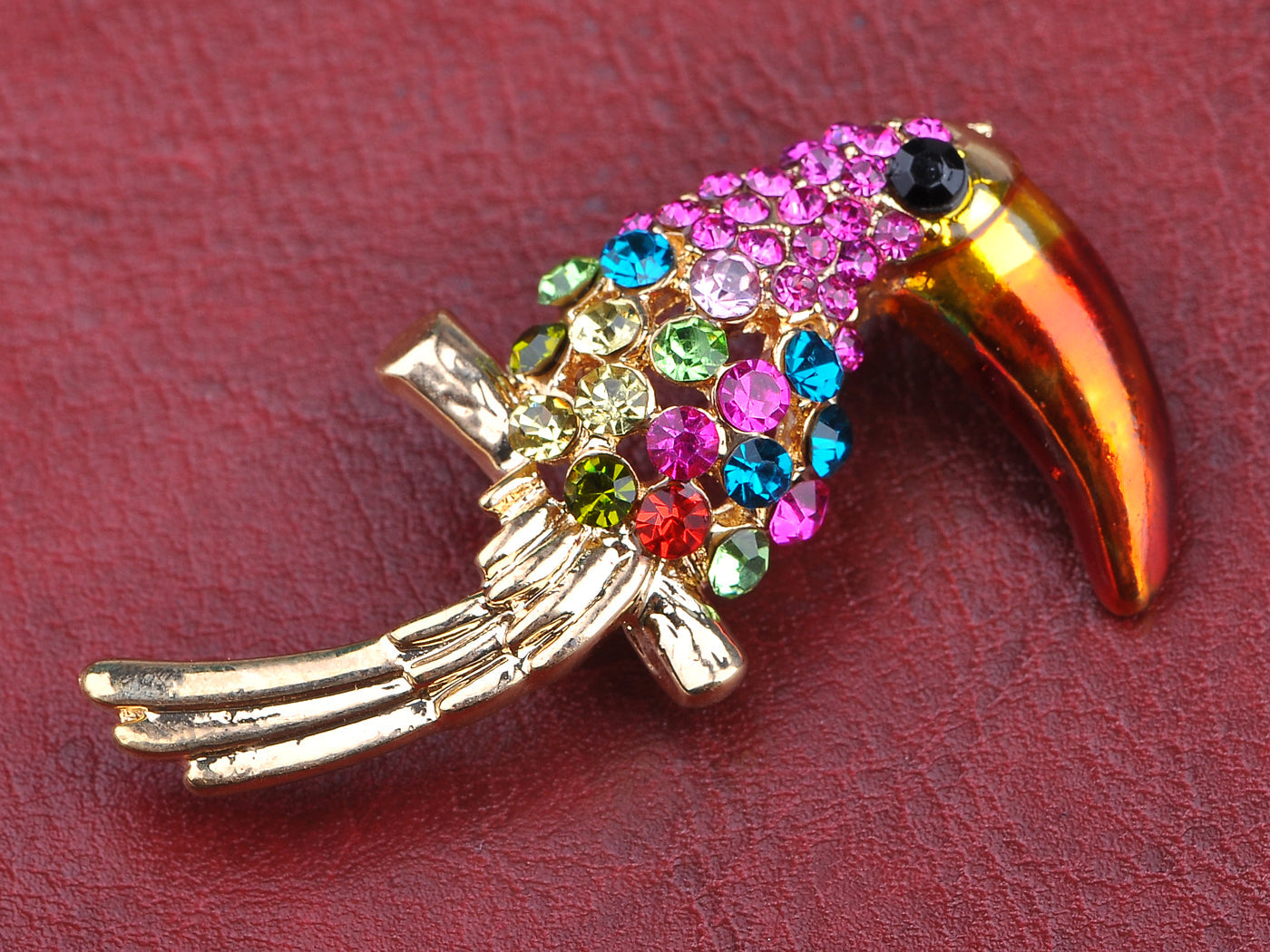 Fuchsia Colorful Ropical Bird Pin Brooch