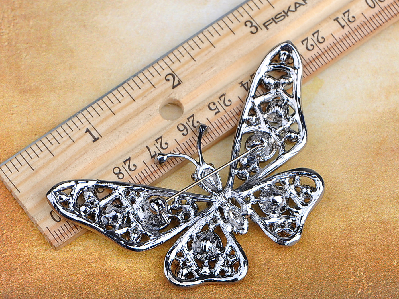 Blue Topaz Butterfly Insect Brooch Pin