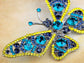 Blue Topaz Butterfly Insect Brooch Pin