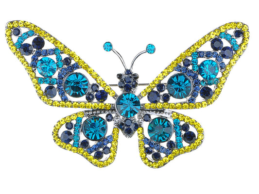 Blue Topaz Butterfly Insect Brooch Pin