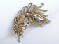 Antique Shine Flower Leaf Bouquet Feather Brooch Pin