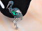 Vintage Emerald Green Sapphire Blue Heron Crane Flamingo Bird Animal Wedding Brooch Pin