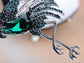 Vintage Emerald Green Sapphire Blue Heron Crane Flamingo Bird Animal Wedding Brooch Pin