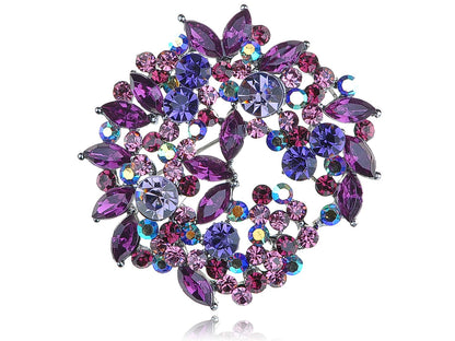 Violet Lavender Purple Floral Wreath Brooch Pin