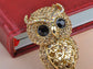 Stunning Captivating Topaz Big Eyed Owl Bird Pin Brooch