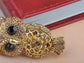 Stunning Captivating Topaz Big Eyed Owl Bird Pin Brooch