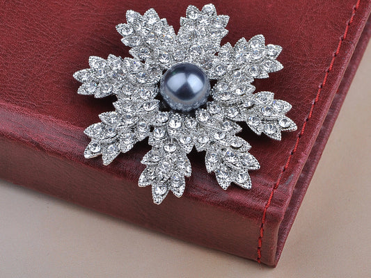 Stunning Pearl Christmas Snowflake Pin Brooch