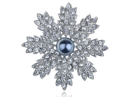 Stunning Pearl Christmas Snowflake Pin Brooch