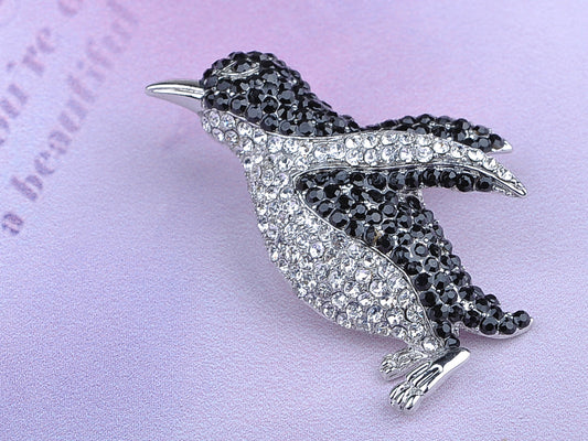 Black Colored Penguin Bird Brooch Pin