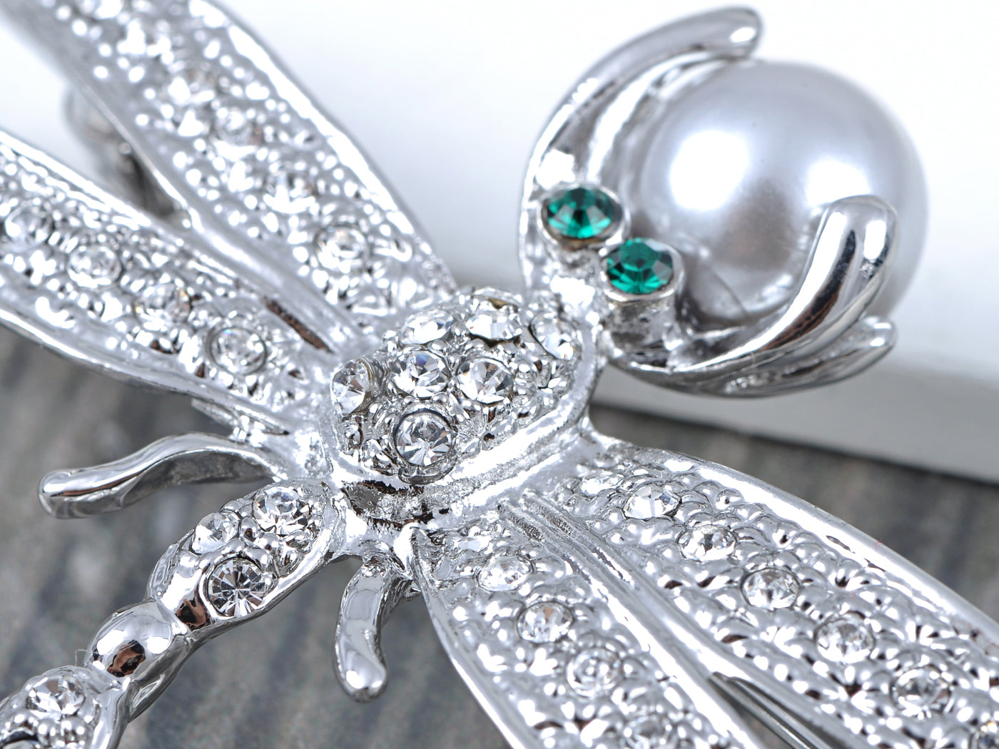 Elements Petite Dragonfly Pearl Pin Brooch