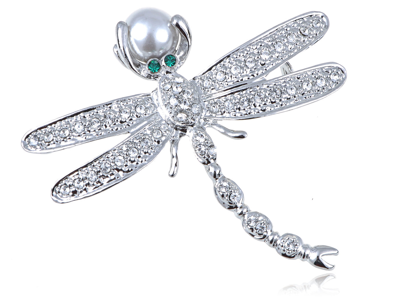 Elements Petite Dragonfly Pearl Pin Brooch
