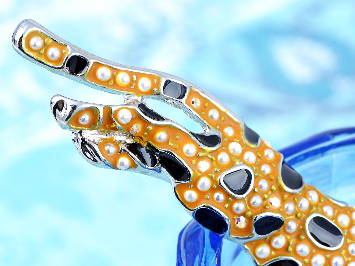 Elements Orange Painted Prowling Leopard Pin Brooch