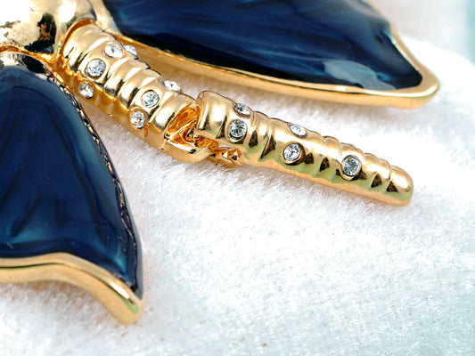 Elements Pearlescent Royal Blue Painted Dragonfly Pin Brooch