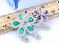 Elements Shimmer Green Lavender Twin Flower Pin Brooch