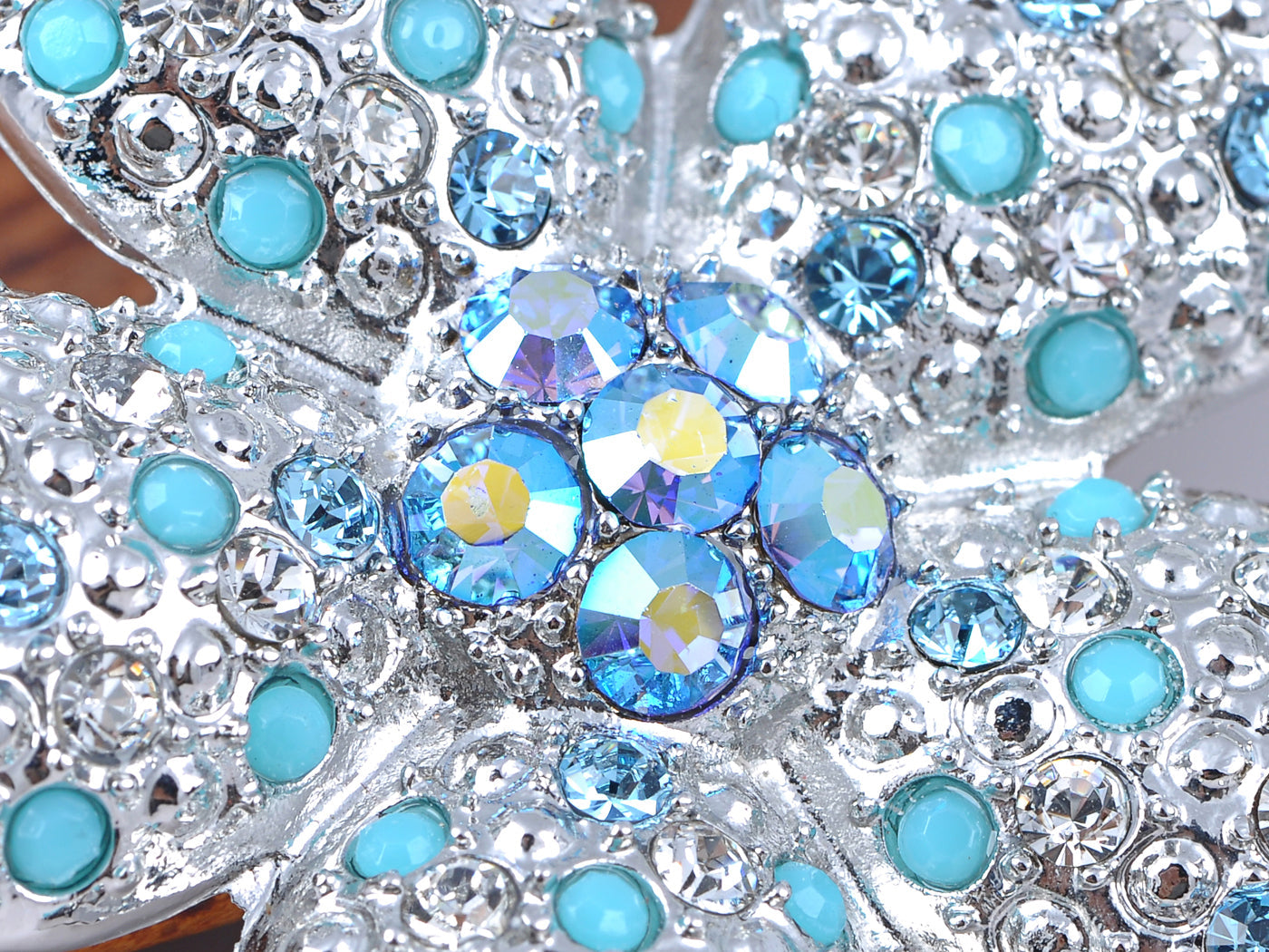 Elements Turquoise Bead Stargazer Lily Flower Pin Brooch